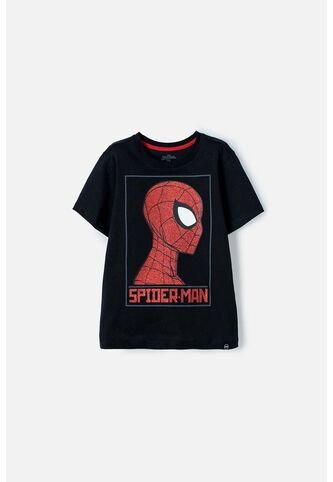 Camiseta De Spider-man Negra Estampada En Frente Para Niño 12 Marvel