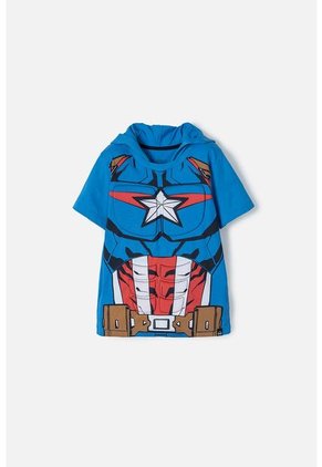 Camiseta Del Capitán America Con Capucha Azul Para Niño 8