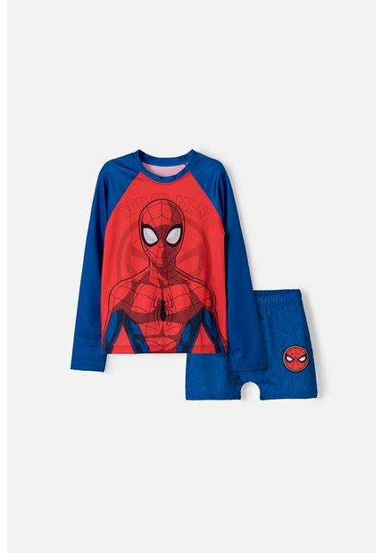 Conjunto De Baño De Spider-man Manga Larga Rojo/azul Para Niño 10
