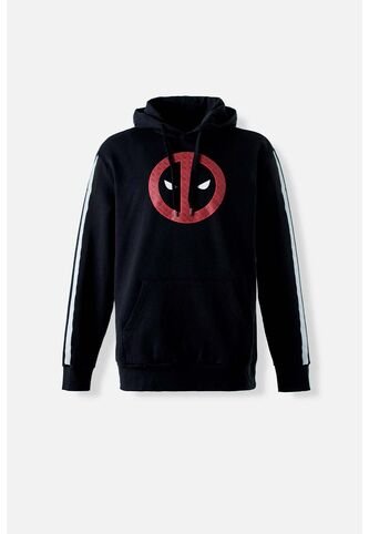 Buzo De Deadpool Cerrado Con Capucha Negro Para Hombre XL Marvel