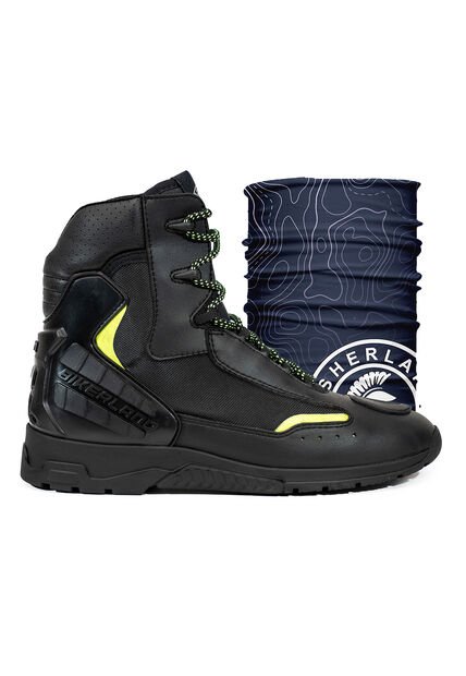 Bota Para Moto Verde Masherland Mb2 + Cuello Protector