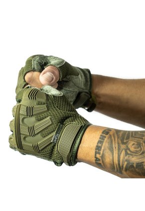 Guantes Medio Dedo Tácticos Verde Para Hombre Masherland