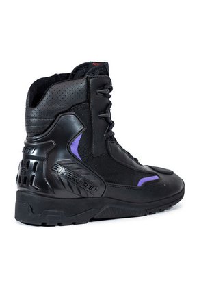 Bota Biker Para Mujer, Motera Negro Morado Masherland Mb2