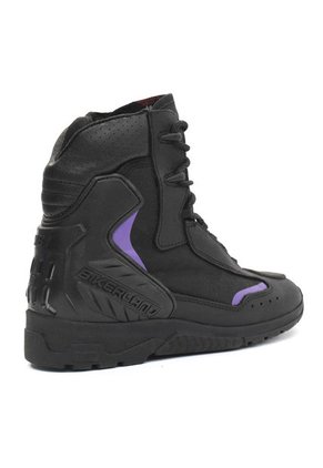 Bota Biker Para Mujer, Motera Negro Morado Masherland Mb2