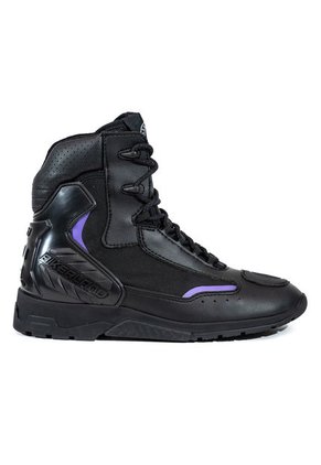 Bota Biker Para Mujer, Motera Negro Morado Masherland Mb2