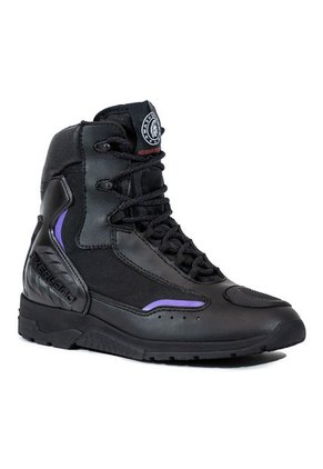 Bota Biker Para Mujer, Motera Negro Morado Masherland Mb2