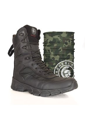 Bota Militar Negro Masherland Spartan + Cuello Protector