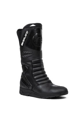 Bota Para Moto Negro - Blanco Masherland Mb1 Bikerland + Cuello Protector