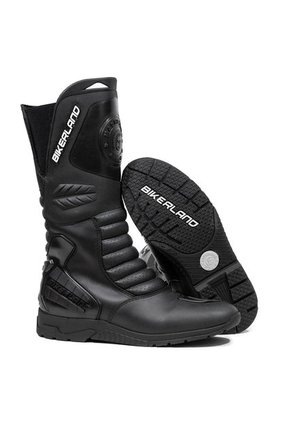 Bota Para Moto Negro - Blanco Masherland Mb1 Bikerland + Cuello Protector
