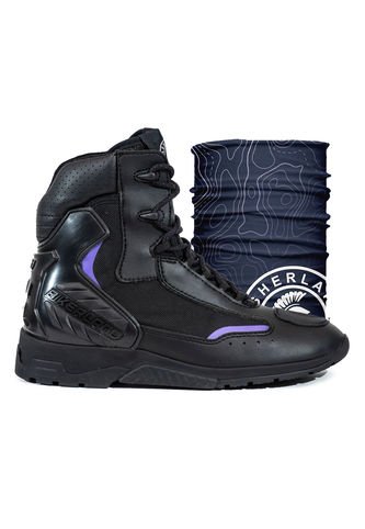 Bota Para Moto Morado Masherland Mb2 + Cuello Protector Masherland