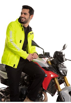 Chaqueta Biker Impermeable Reflectiva Verde Masherland