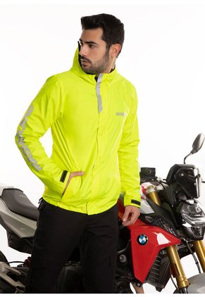 Chaqueta Biker Impermeable Reflectiva Verde Masherland