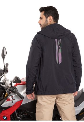 Chaqueta Biker Impermeable Reflectiva Azul Oscuro Masherland