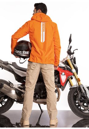 Chaqueta Biker Impermeable Reflectiva Naranja Masherland