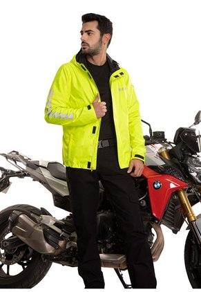 Chaqueta Biker Impermeable Reflectiva Verde Masherland