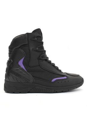 Bota Biker Para Mujer, Motera Negro Morado Masherland Mb2