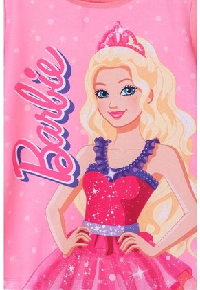 Camiseta De Barbie Manga Corta Rosa Para Niña 4