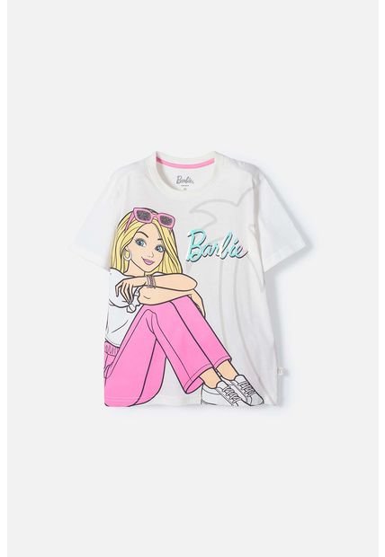 Camiseta De Barbie Marfil Estampada Para Niña 4