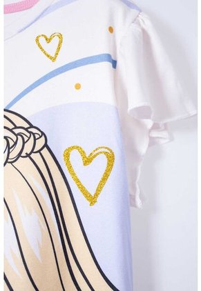 Camiseta De Barbie Marfil Manga Corta Para Niña 4