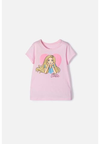 Camiseta De Barbie Manga Corta Rosada Para Niña 6 MATTEL