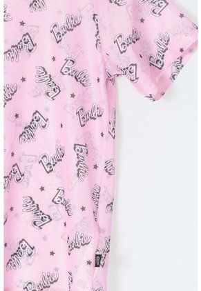 Camiseta De Barbie Manga Corta Rosada Para Niña 12