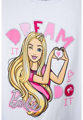 Camiseta De Barbie Manga Corta Blanca Para Niña 10