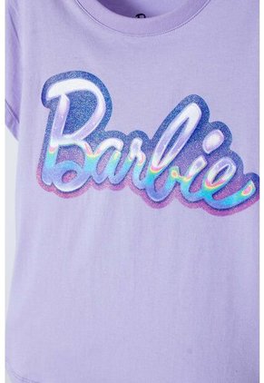 Camiseta De Barbie Manga Corta Lila Para Niña 10