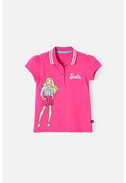 Camiseta De Barbie Fucsia Tipo Polo Para Niña 10