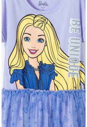 Vestido De Barbie Manga Corta Lila Para Niña 8