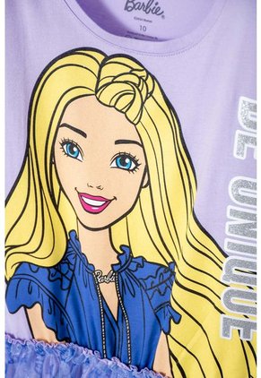 Vestido De Barbie Manga Corta Lila Para Niña 8