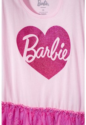 Vestido De Barbie Rosado Con Tul Para Niña 4