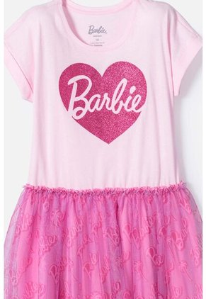 Vestido De Barbie Rosado Con Tul Para Niña 4