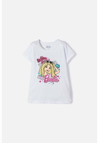 Camiseta De La Barbie Estampada Blanca Para Niña 4 MATTEL