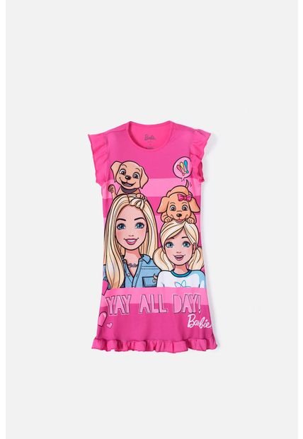 Pijama Tipo Batola De Barbie Manga Sisa Fucsia Para Niña 10