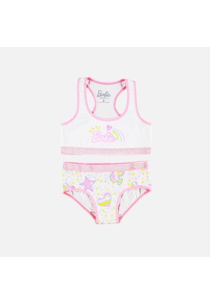 Conjunto De Top Y Panty De Barbie Blanco Y Rosado Para Niña 12