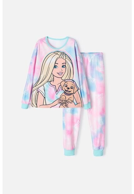 Pijama De Barbie Manga Larga  Multicolor Para Niña 4