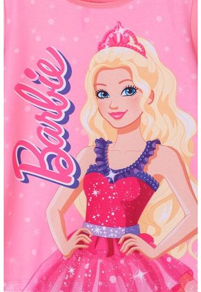 Camiseta De Barbie Manga Corta Rosa Para Niña 4