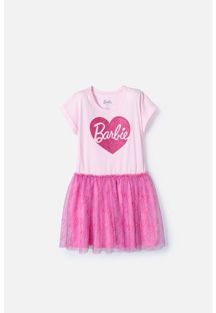 Vestido De Barbie Rosado Con Tul Para Niña 8