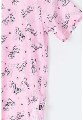 Camiseta De Barbie Manga Corta Rosada Para Niña 6