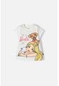 Camiseta De Barbie Manga Corta Marfil Para Niña 6 de MATTEL