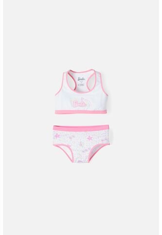 Conjunto De Top Y Panty De Barbie Blanco Y Rosado Para Niña 10 MATTEL