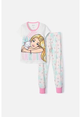 Pijama De Barbie De Manga Corta Marfil  Para Niña 12 MATTEL