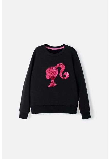 Buzo De Barbie Cuello Redondo Negro Para Niña 12