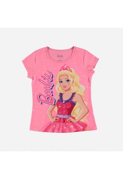 Camiseta De Barbie Manga Corta Rosa Para Niña 10
