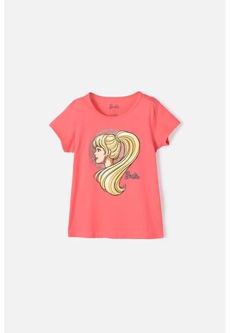Camiseta De Barbie  Manga Corta Rosada Para Niña 12 MATTEL