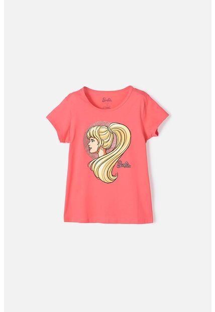Camiseta De Barbie  Manga Corta Rosada Para Niña 4