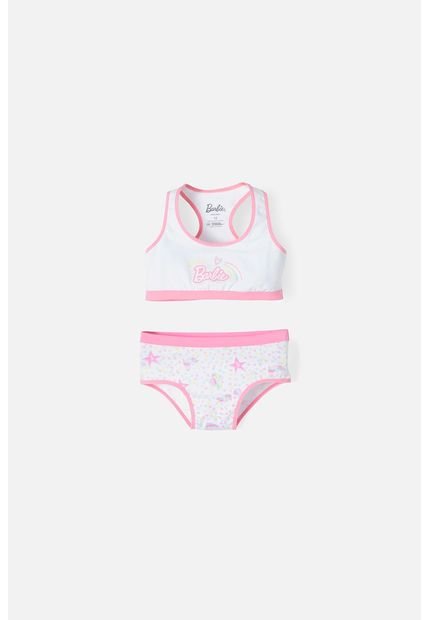 Conjunto De Top Y Panty De Barbie Blanco Y Rosado Para Niña 12