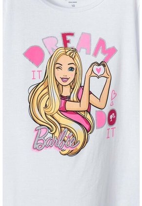 Camiseta De Barbie Manga Corta Blanca Para Niña 10
