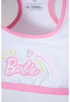 Conjunto De Top Y Panty De Barbie Blanco Y Rosado Para Niña 4
