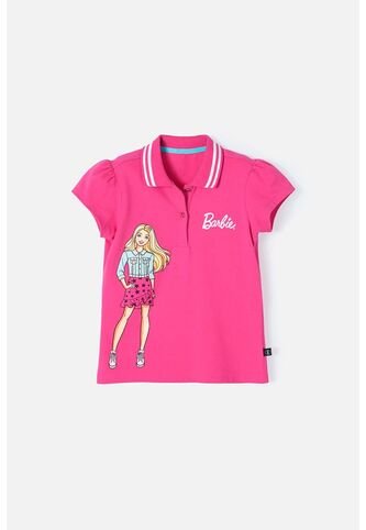 Camiseta Tipo Polo De Barbie Fucsia Para Niña 12 MATTEL